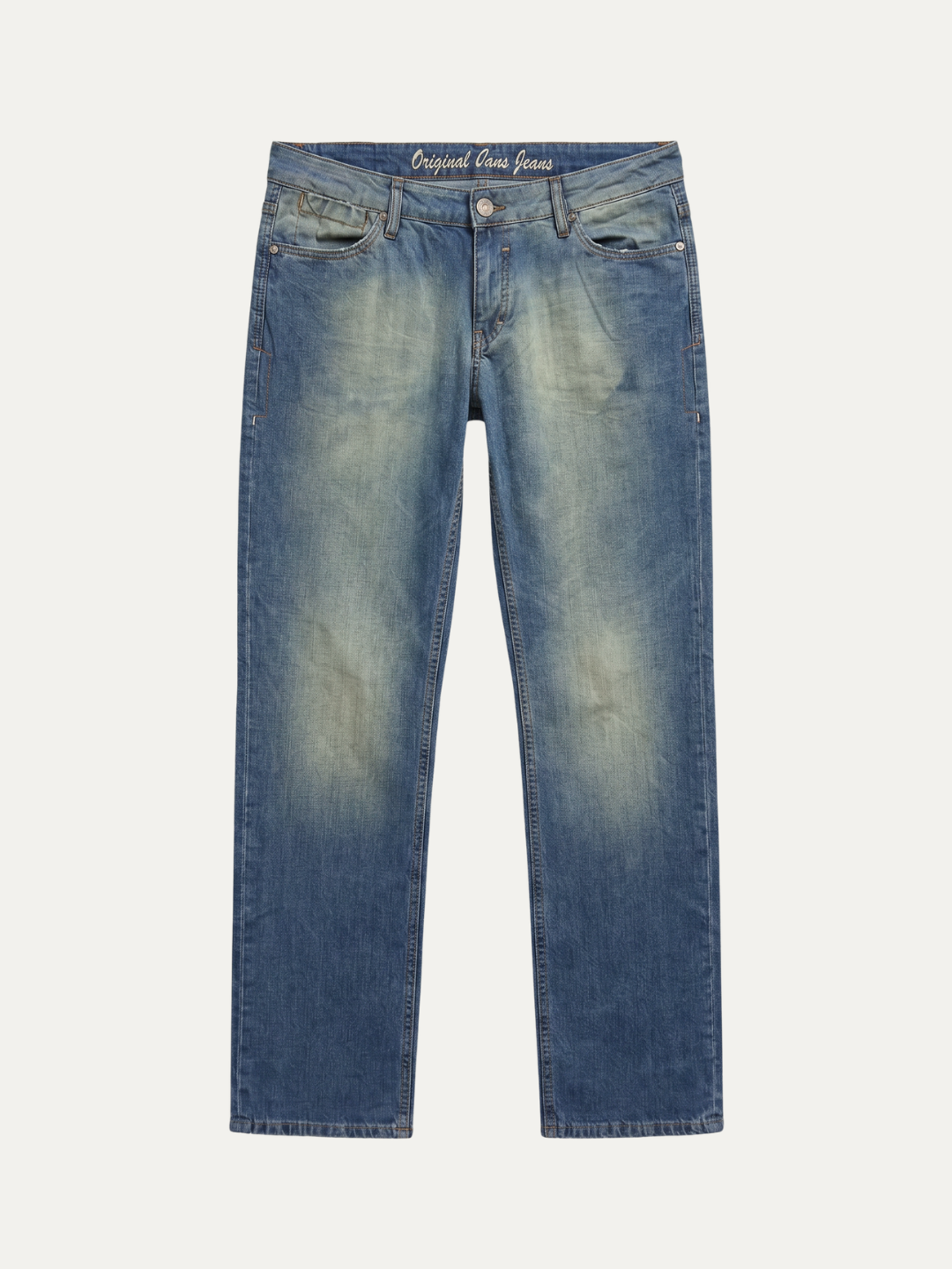 Pánske Džínsy – Modrá Yellow Tint Vintage Straight -29