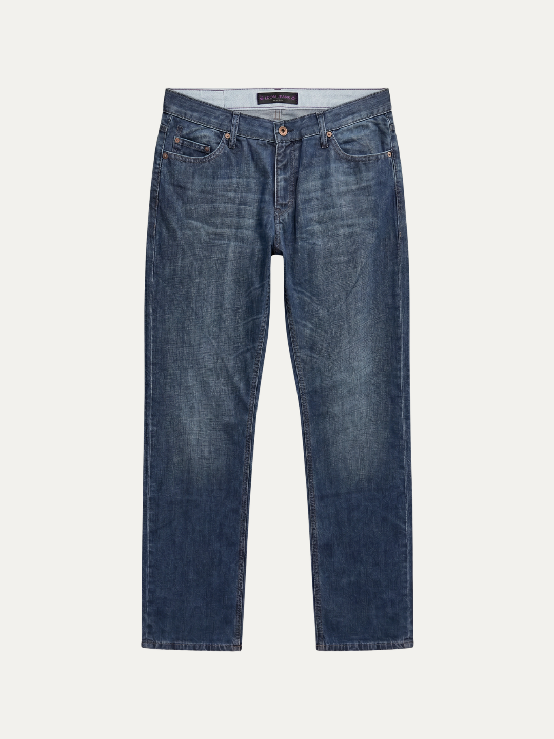 Pánske Džínsy – Tmavo Modrá Premium Jacquard Straight -30