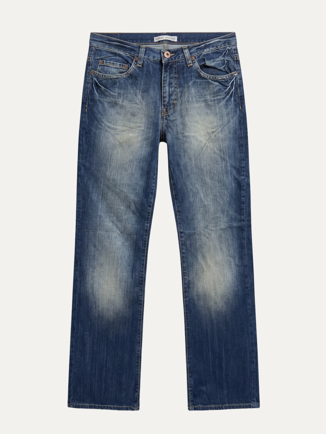 Pánske Džínsy – Modrá Heavy Vintage Wash Bootcut -47