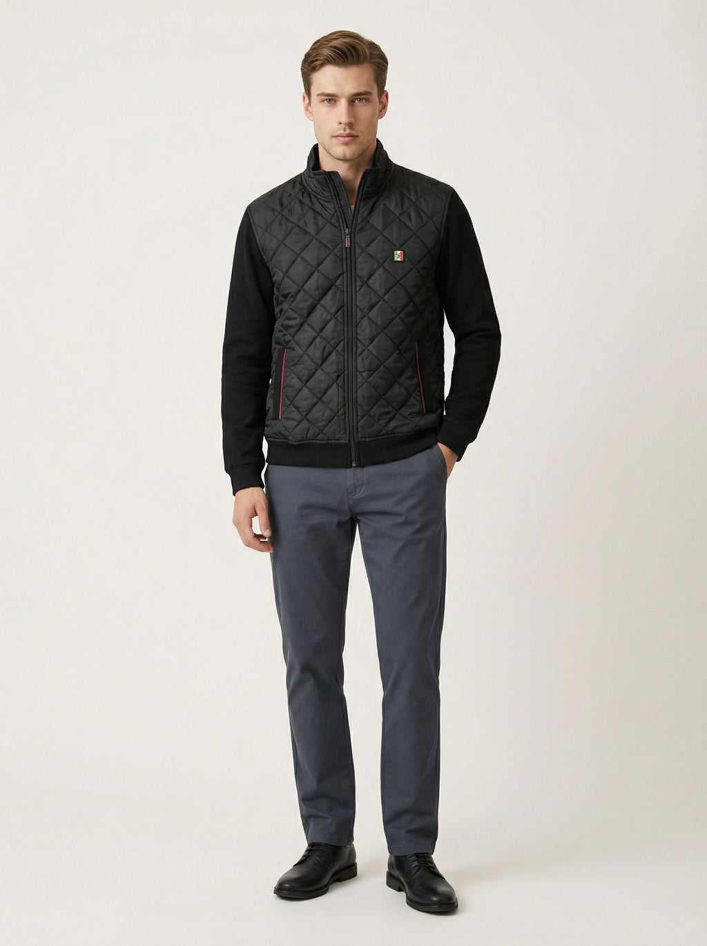 La Rotta pánska mikino-bunda - kosoštvorcové prešívanie, bomber, casual - Franco fashion