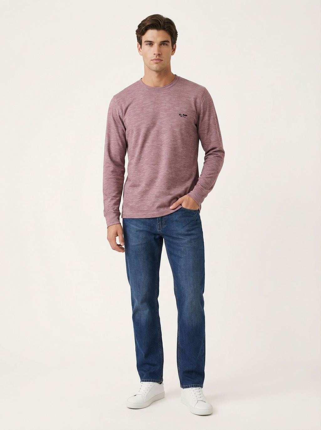 La Rotta pánsky pulóver - bavlnený, dlhý rukáv, casual - Franco fashion