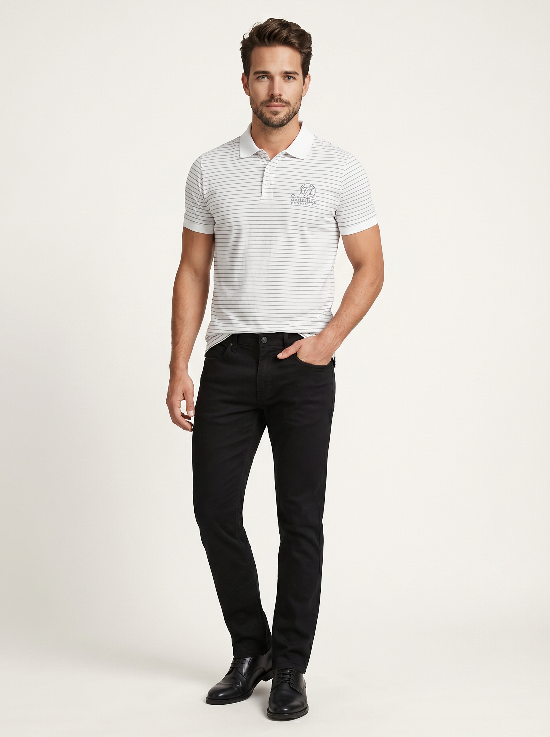 Pánske Džínsy – Čierna Straight Fit -8