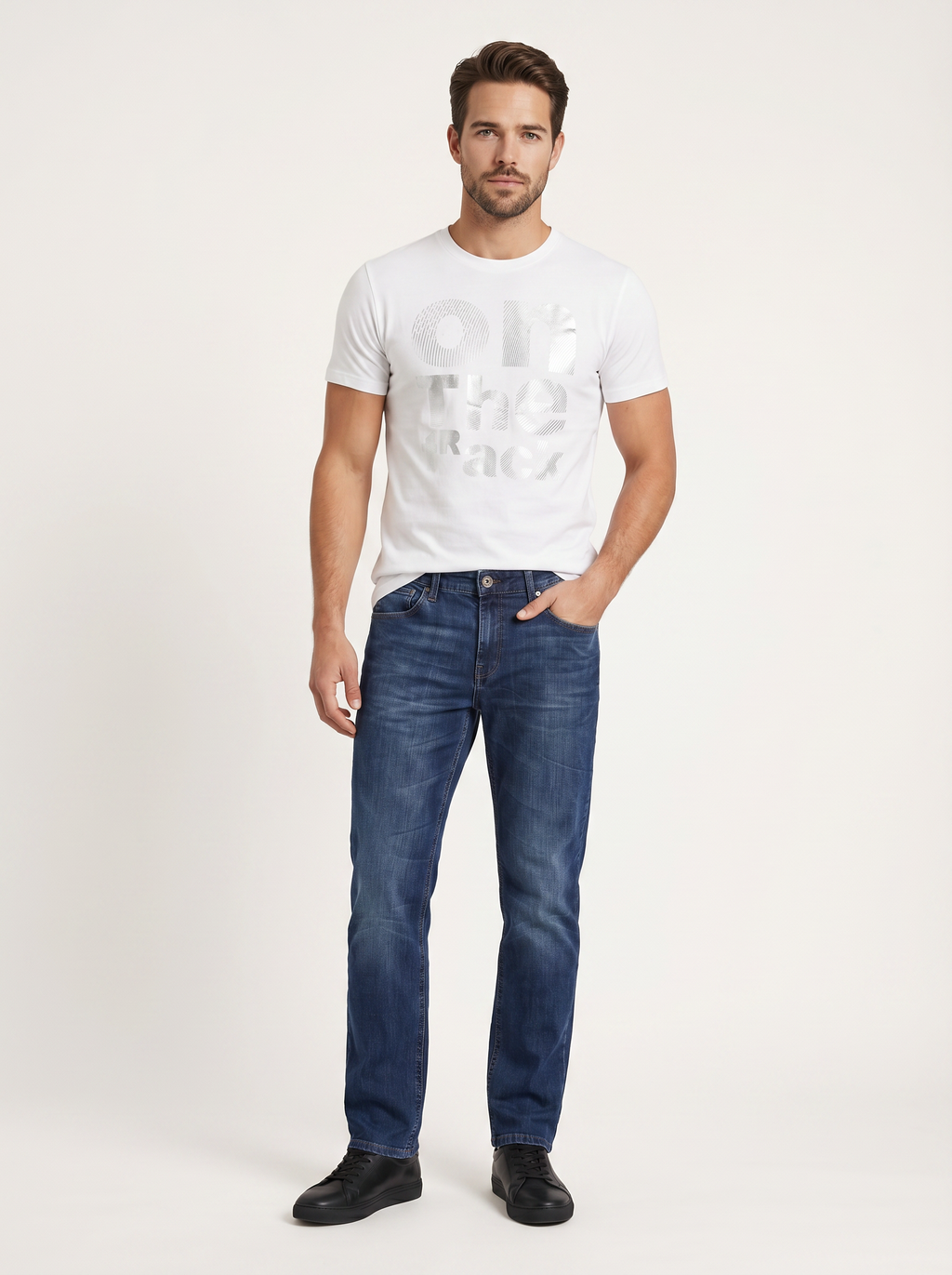 Pánske Džínsy – Stredná Tmavomodrá  Regular Fit -3