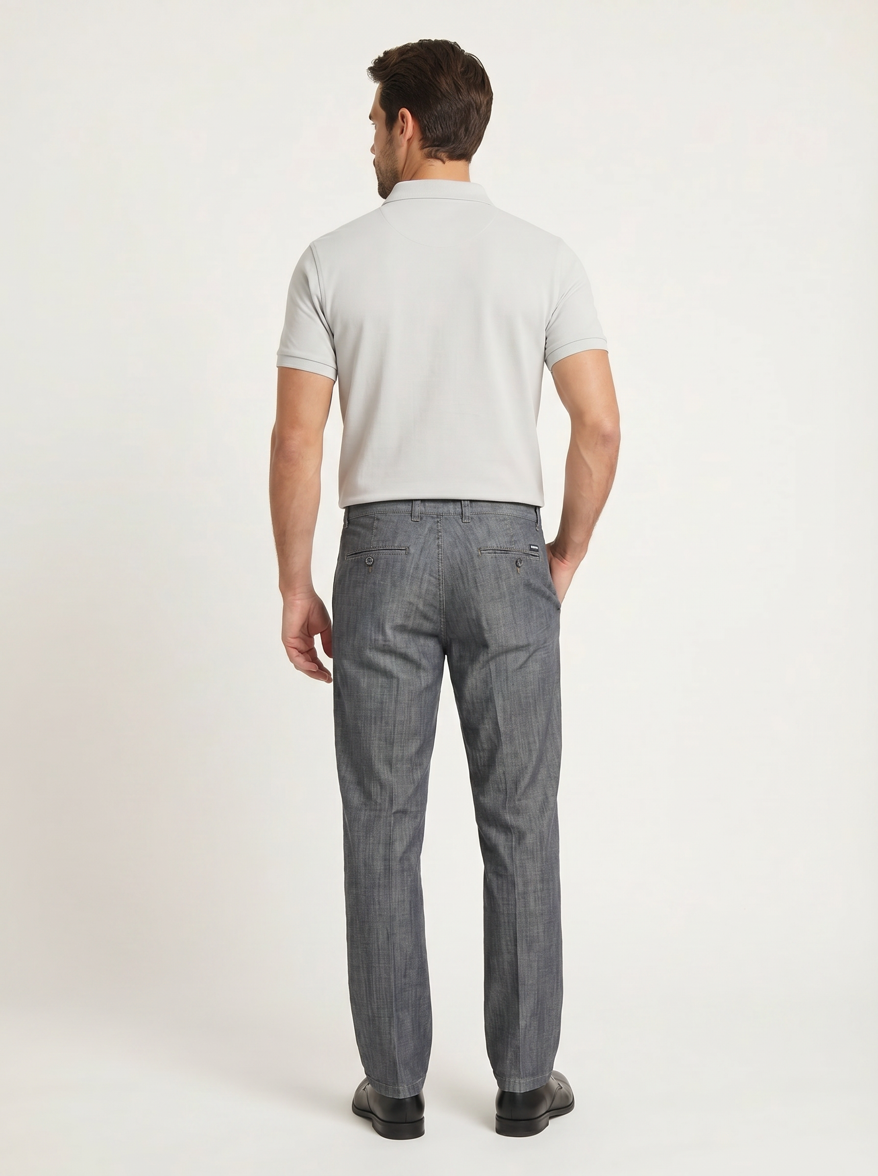 Pánske Džínsy – Šedá Chino Straight Fit -7