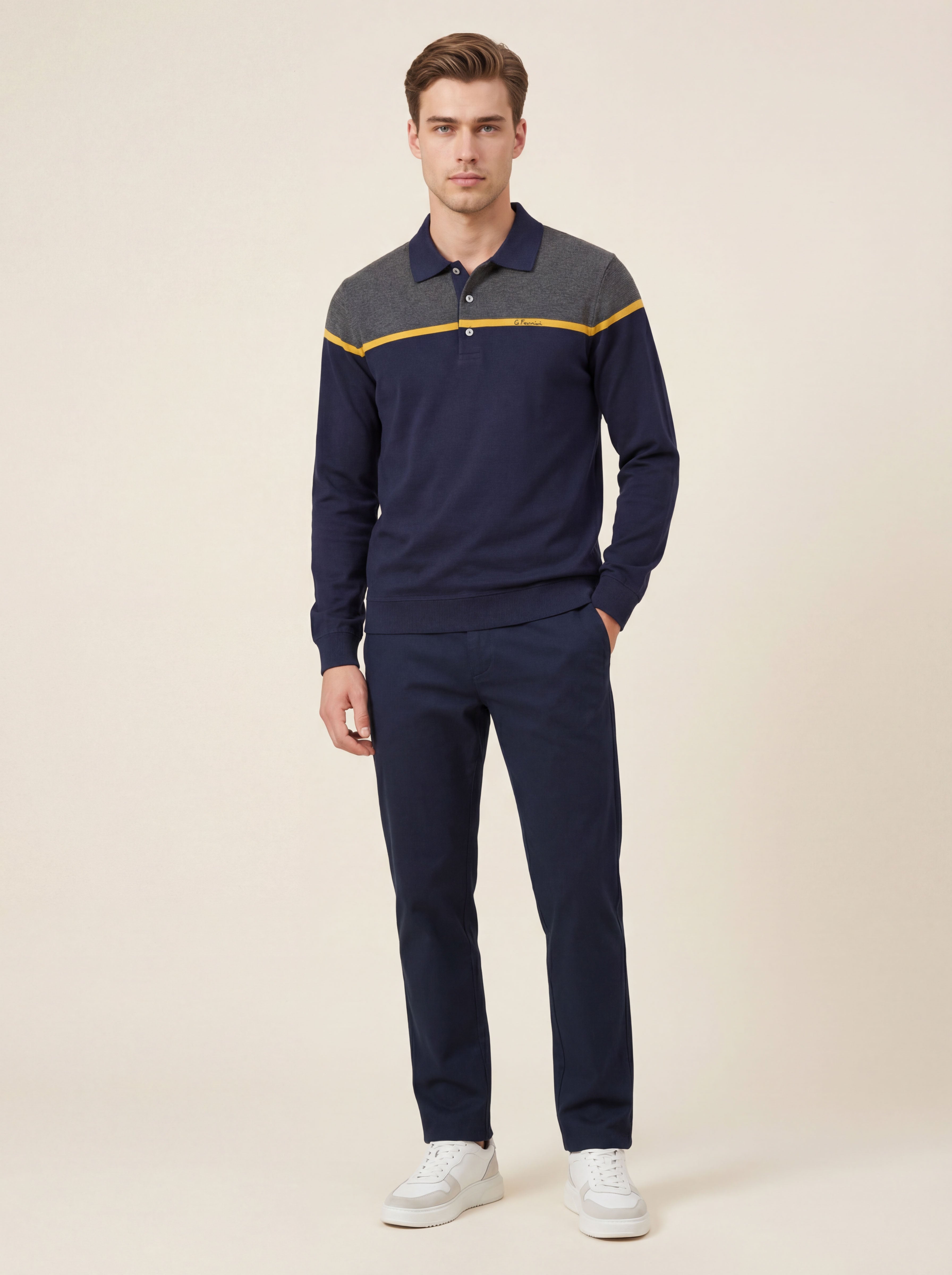 Pánska Polokošeľa Giovanni Ferinni s Dlhým Rukávom - Elegantná Polokošeľa - Franco fashion