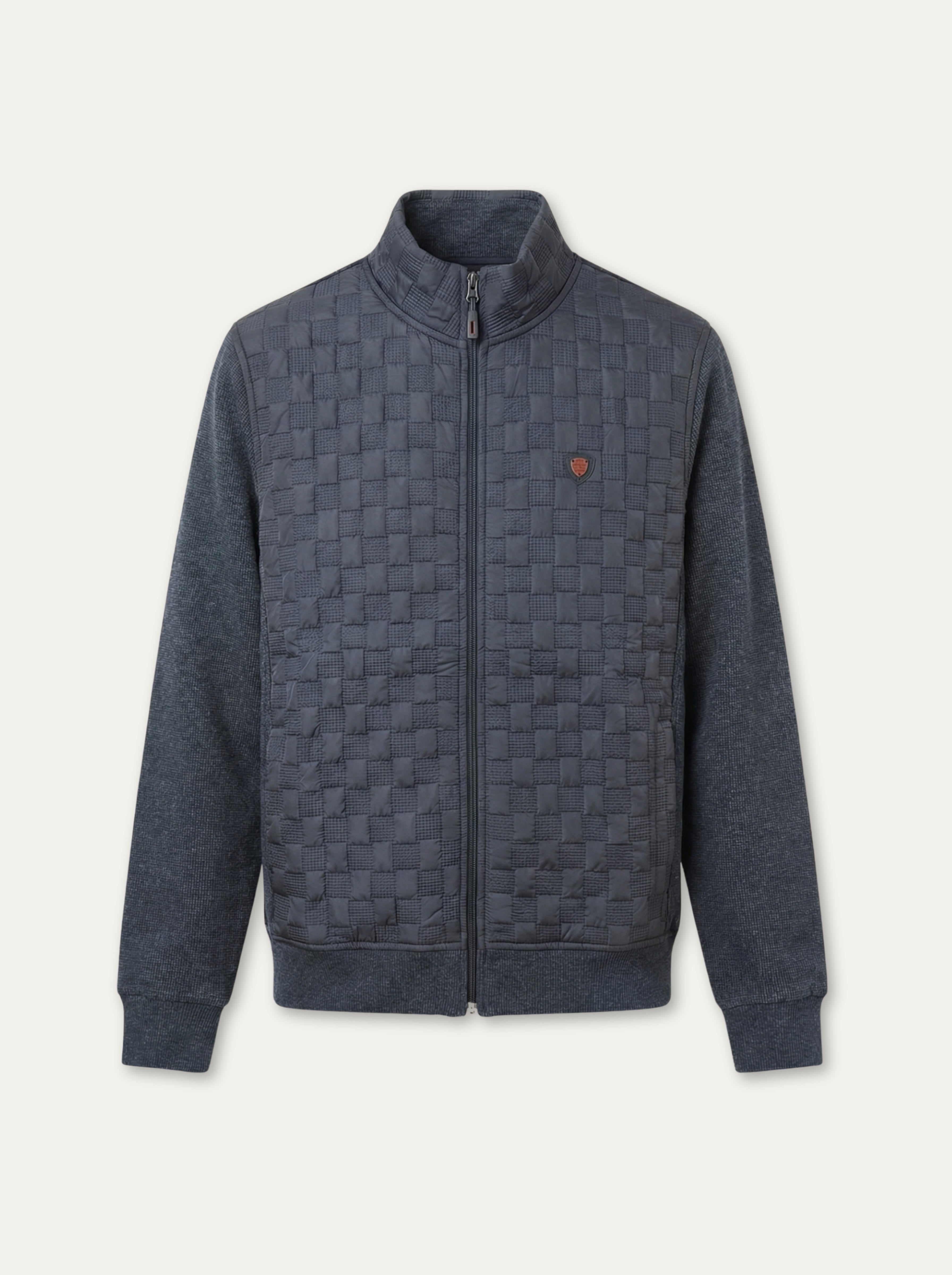 Pánska mikina  Antracid  s kockovanou  textúrou - Franco fashion