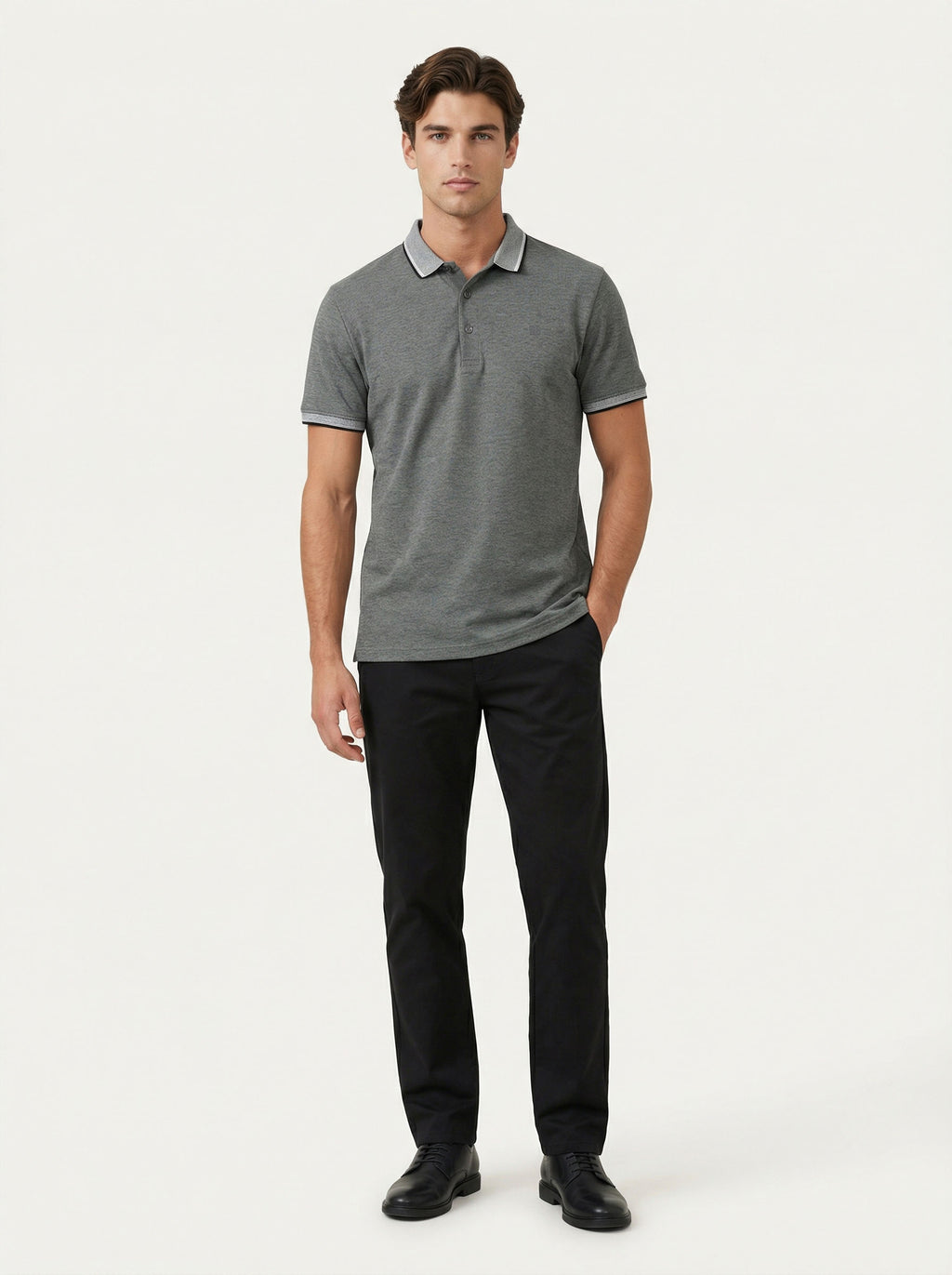 Pánska polokošeľa Antracid  - bavlnená, prémium kvalita, klasický strih - Franco fashion