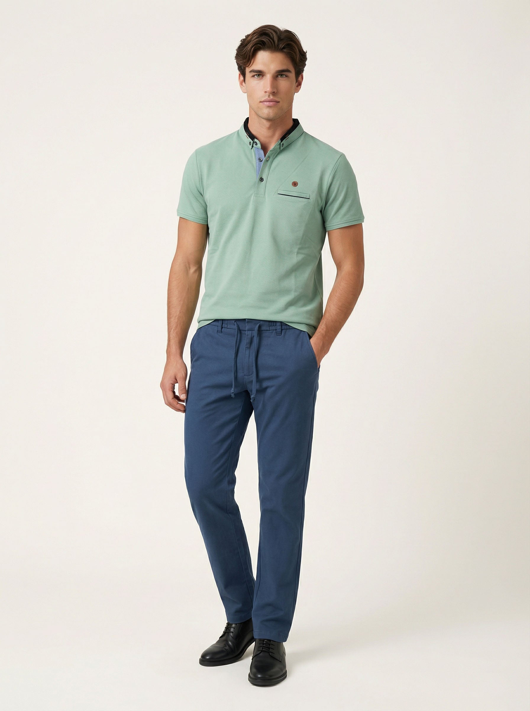 Pánska polokošeľa s náprsným vreckom - bavlnená, prémium, klasická - Franco fashion