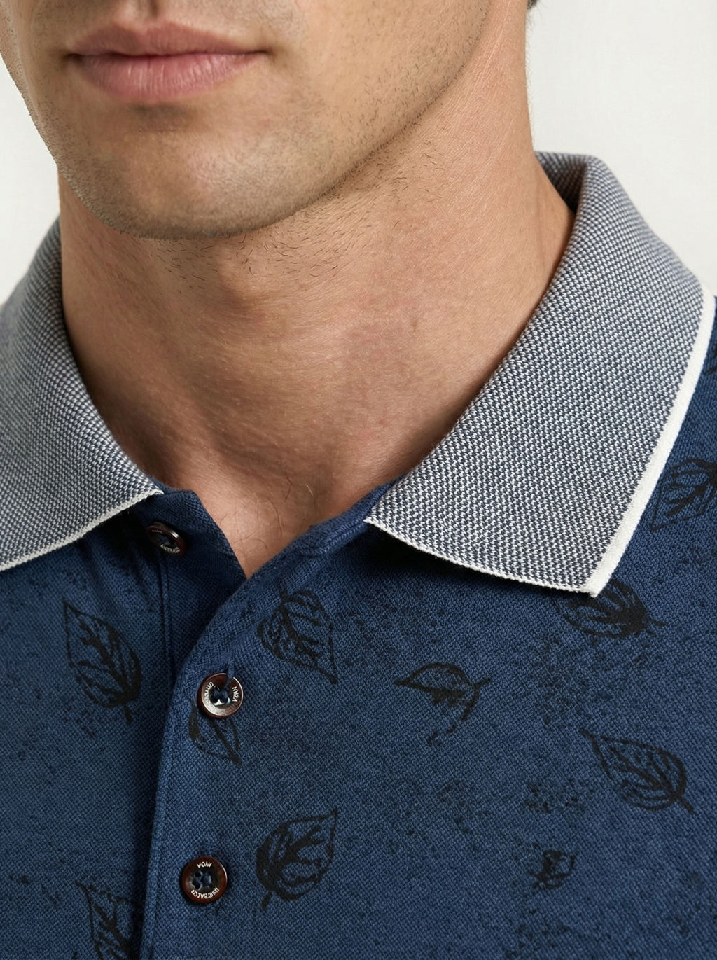 Pánska polokošeľa s rastlinným vzorom - bavlnená, elegantná, moderná - Franco fashion