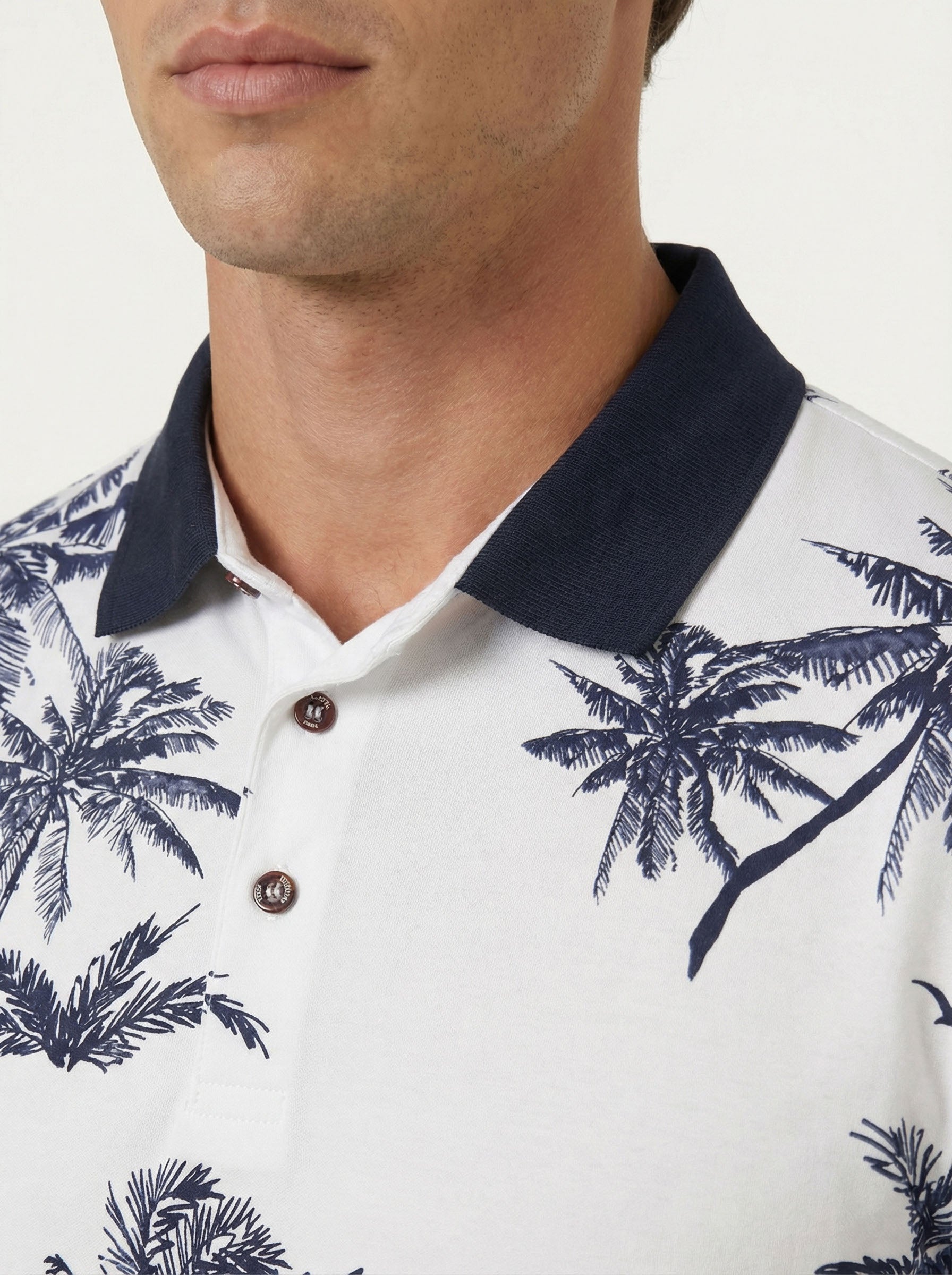 Pánska polokošeľa s tropickým vzorom - bavlnená, letná, moderná - Franco fashion
