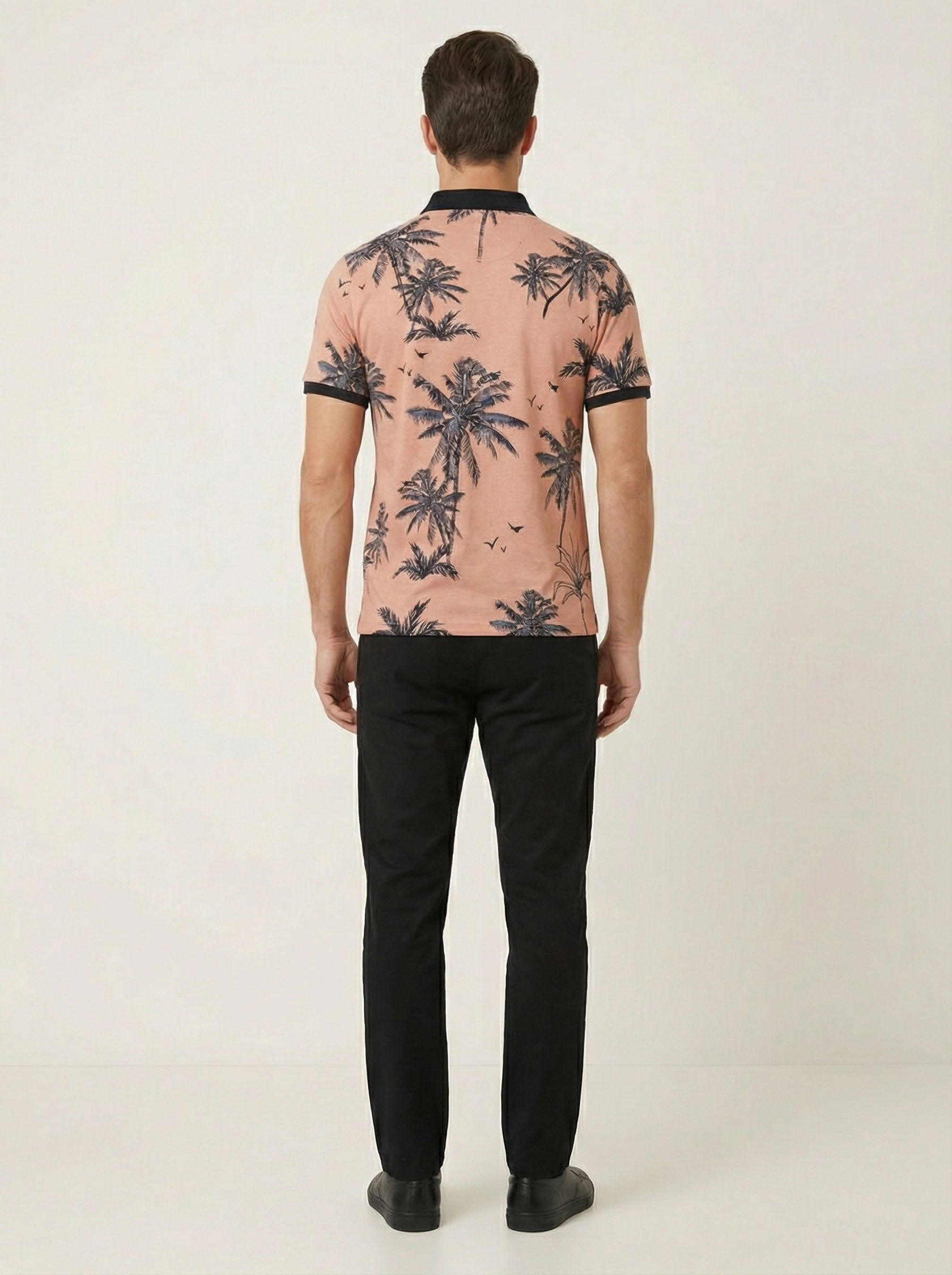 Pánska polokošeľa s tropickým vzorom - bavlnená, letná, moderná - Franco fashion