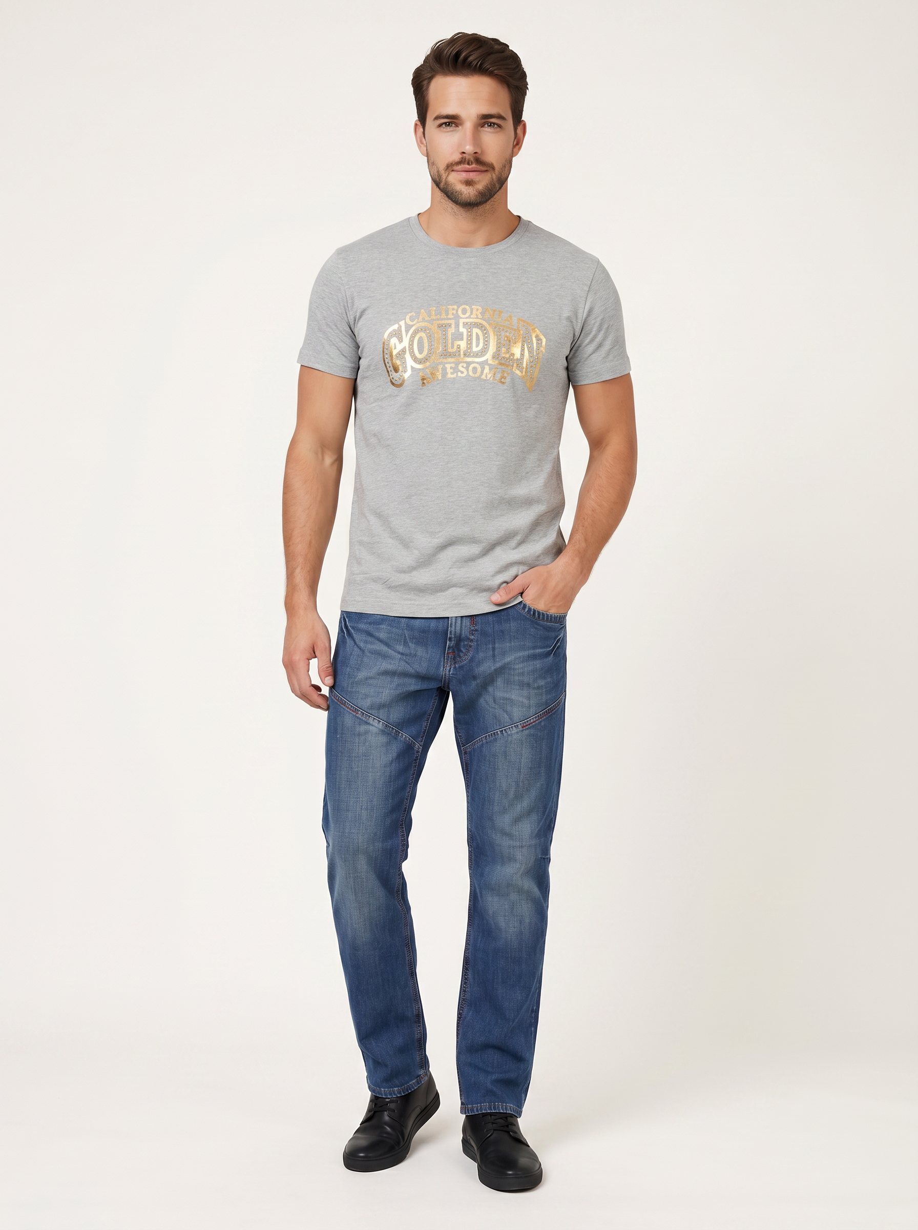 Pánske Džínsy – Modrá Cargo Moto Fit -4 - Franco fashion