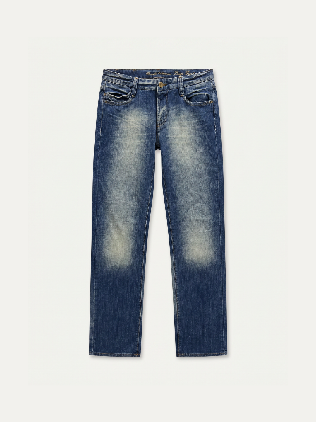 Pánske Džínsy – Modrá Heavy Wash Straight -5 - Franco fashion
