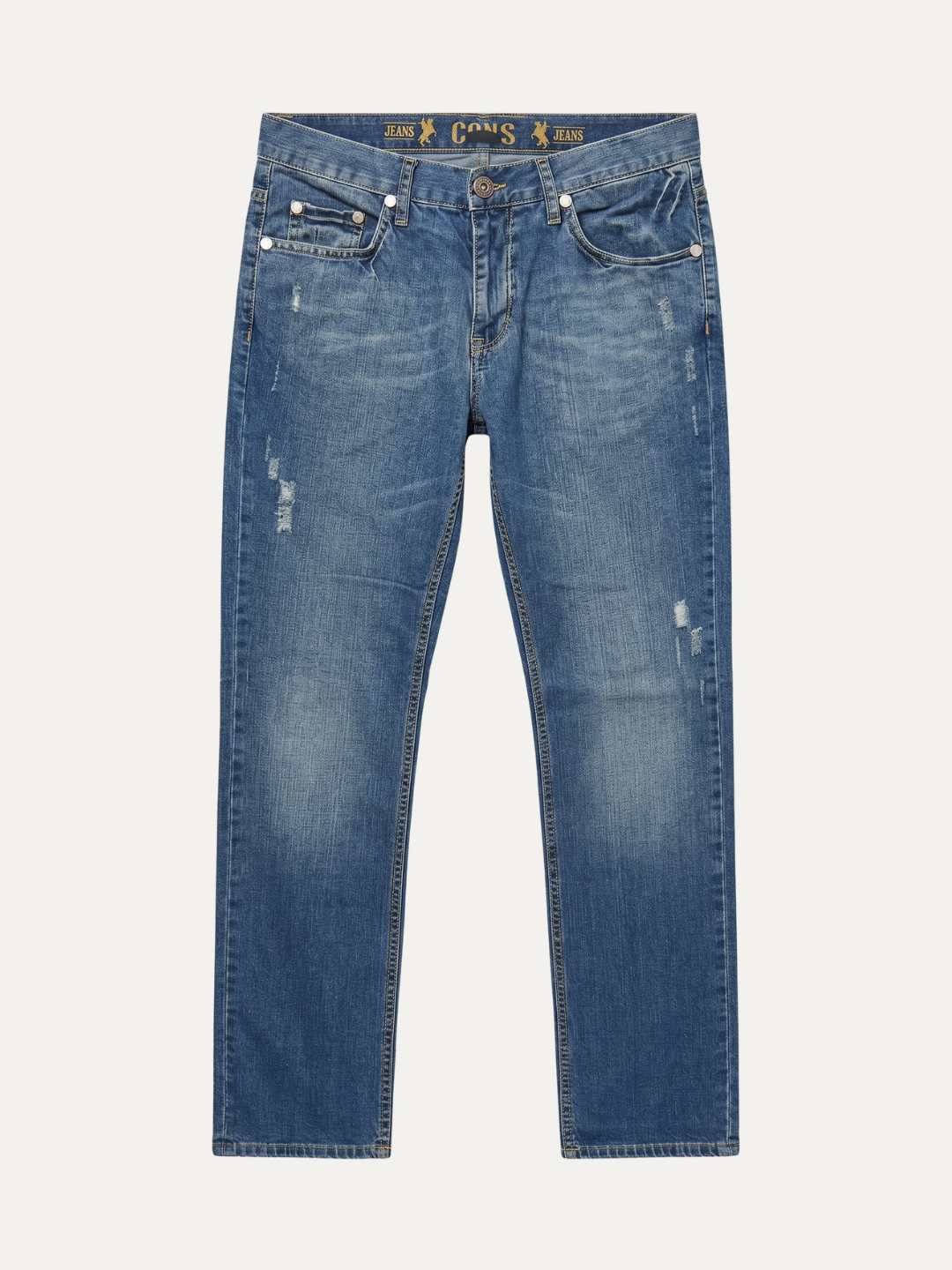 Pánske Džínsy – Modrá Ripped Slim Straight -26 - Franco fashion