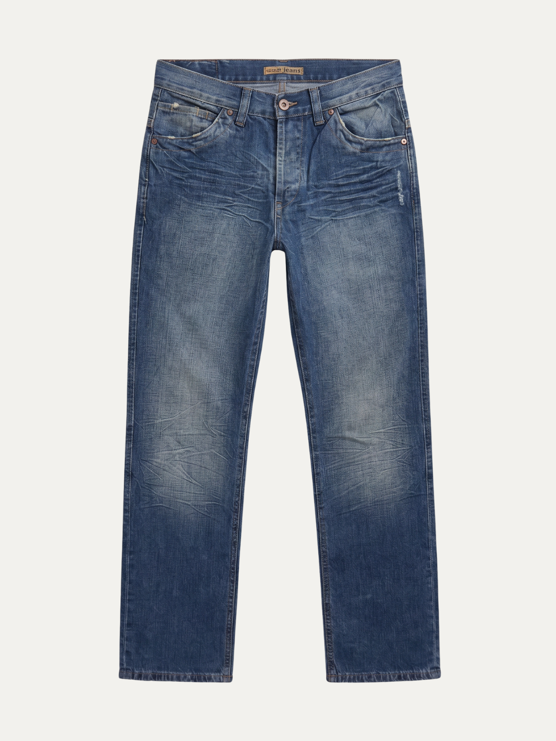 Pánske Džínsy – Modrá Vintage Crinkle Straight -24 - Franco fashion