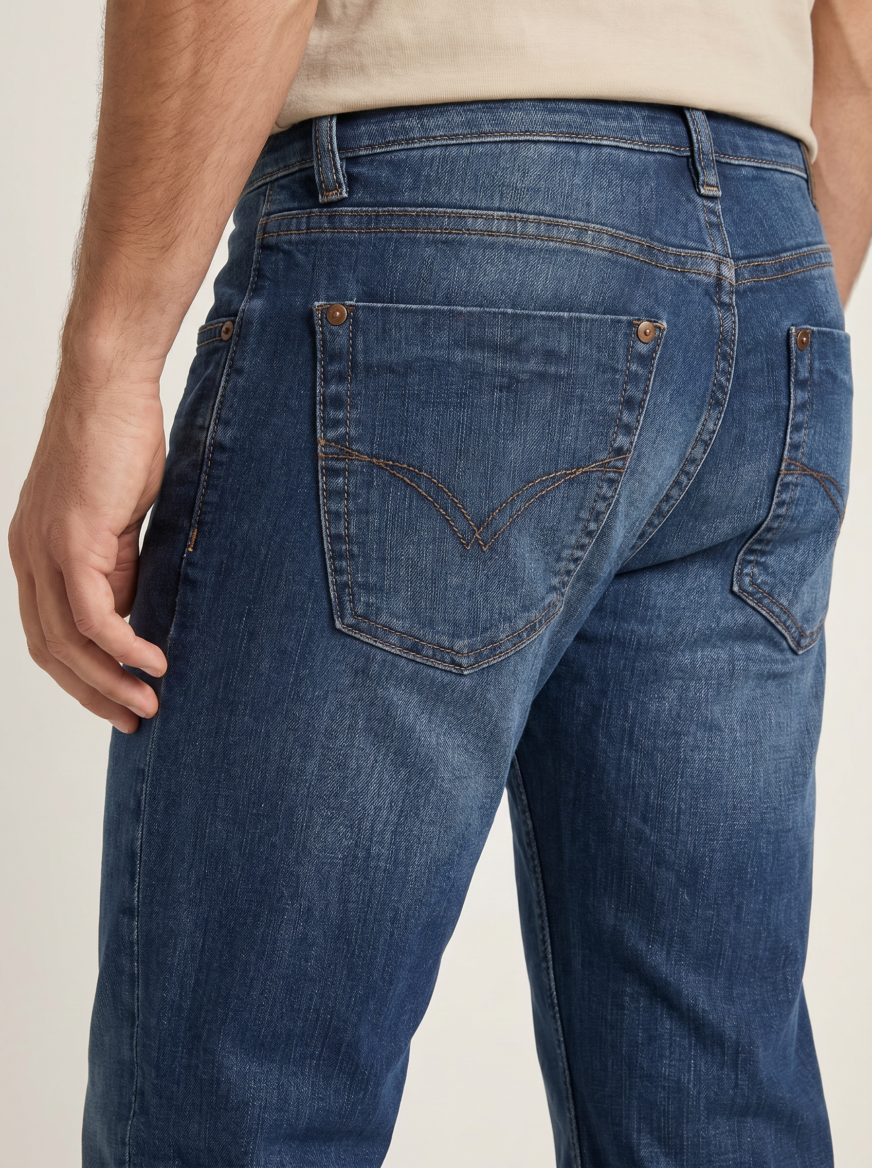 Pánske Džínsy – Modrá Vintage Whisker Wash -16 - Franco fashion