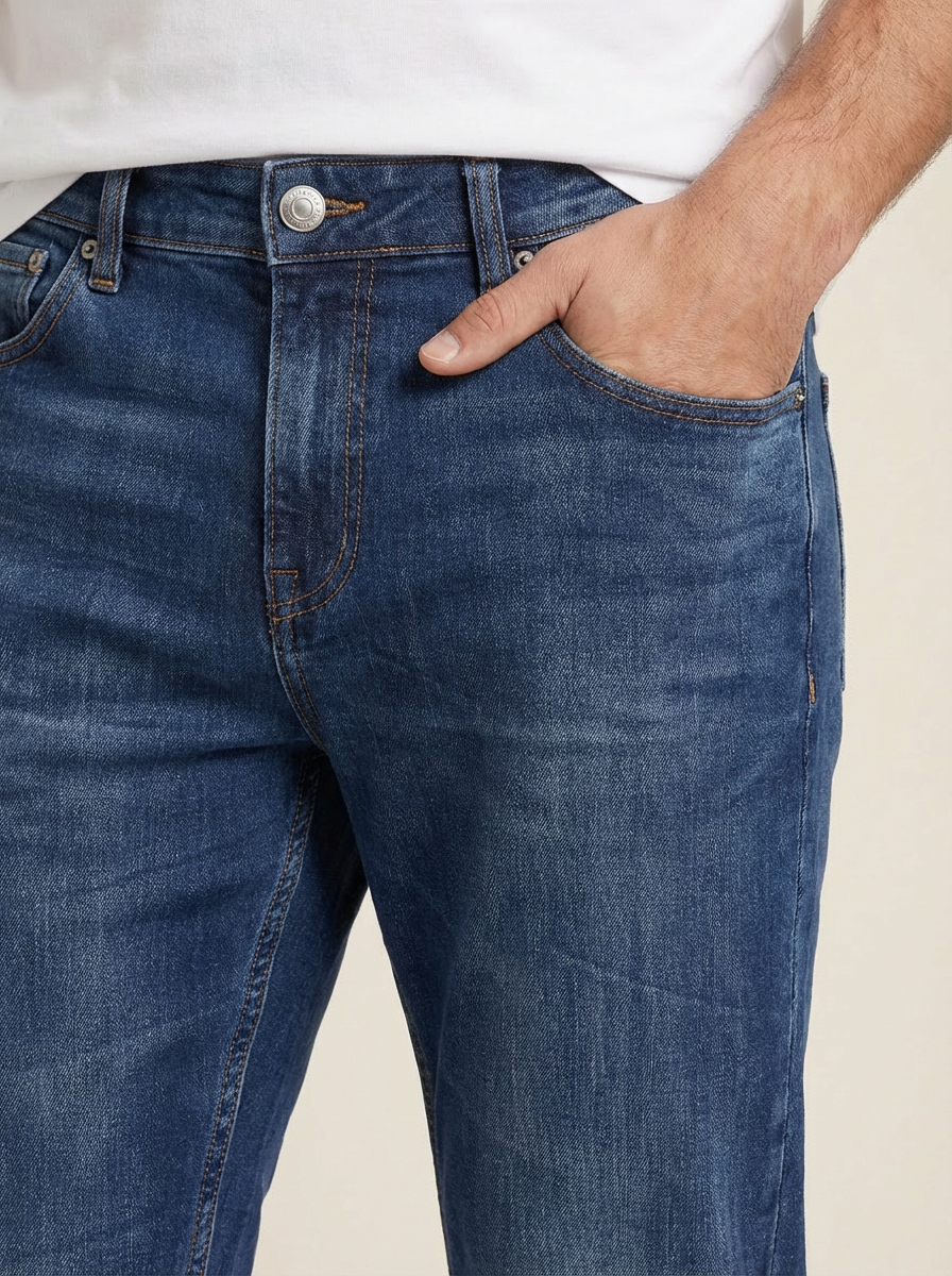 Pánske Džínsy – Stredná Tmavomodrá  Regular Fit -3 - Franco fashion