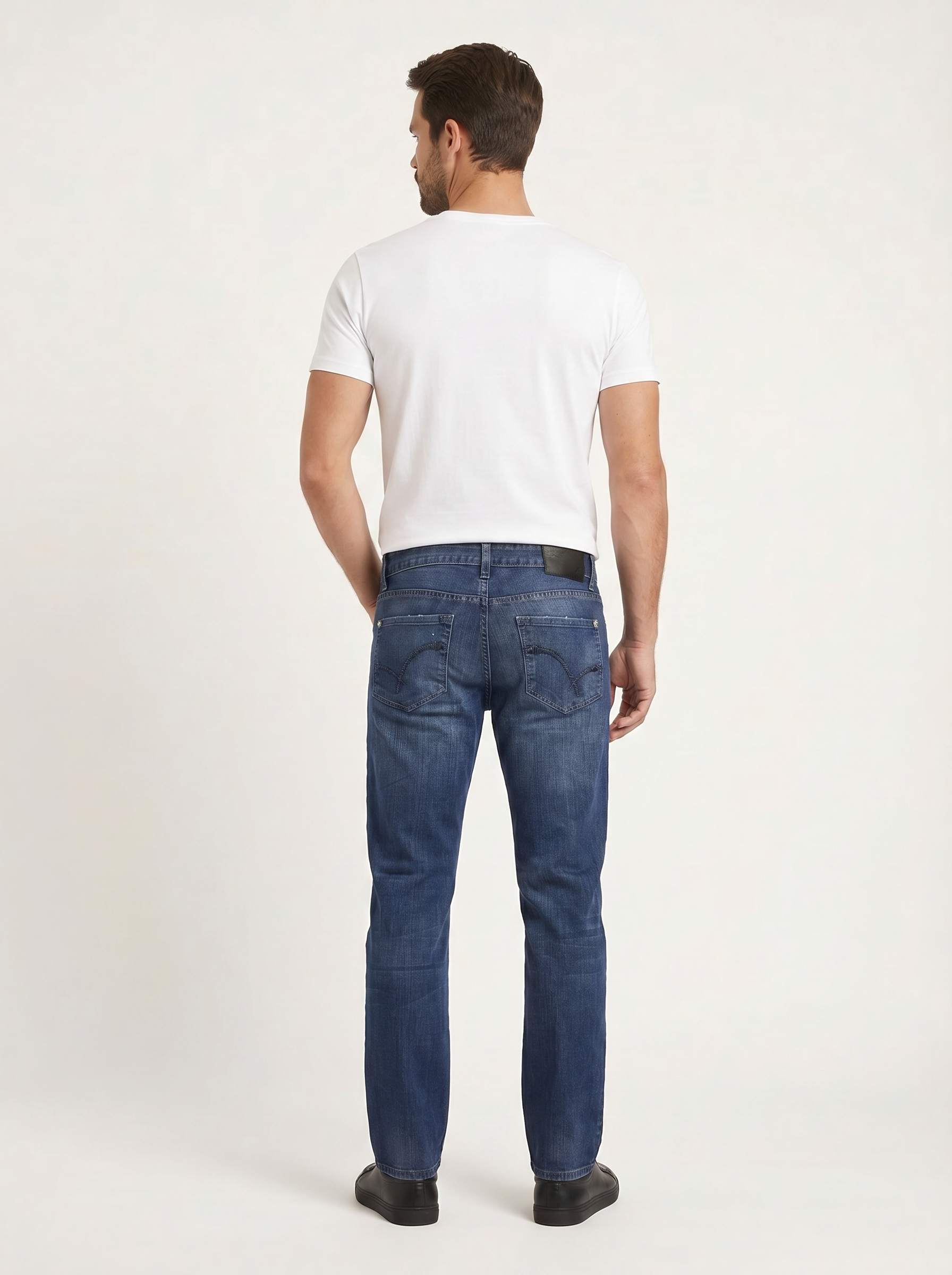 Pánske Džínsy – Stredná Tmavomodrá  Regular Fit -3 - Franco fashion