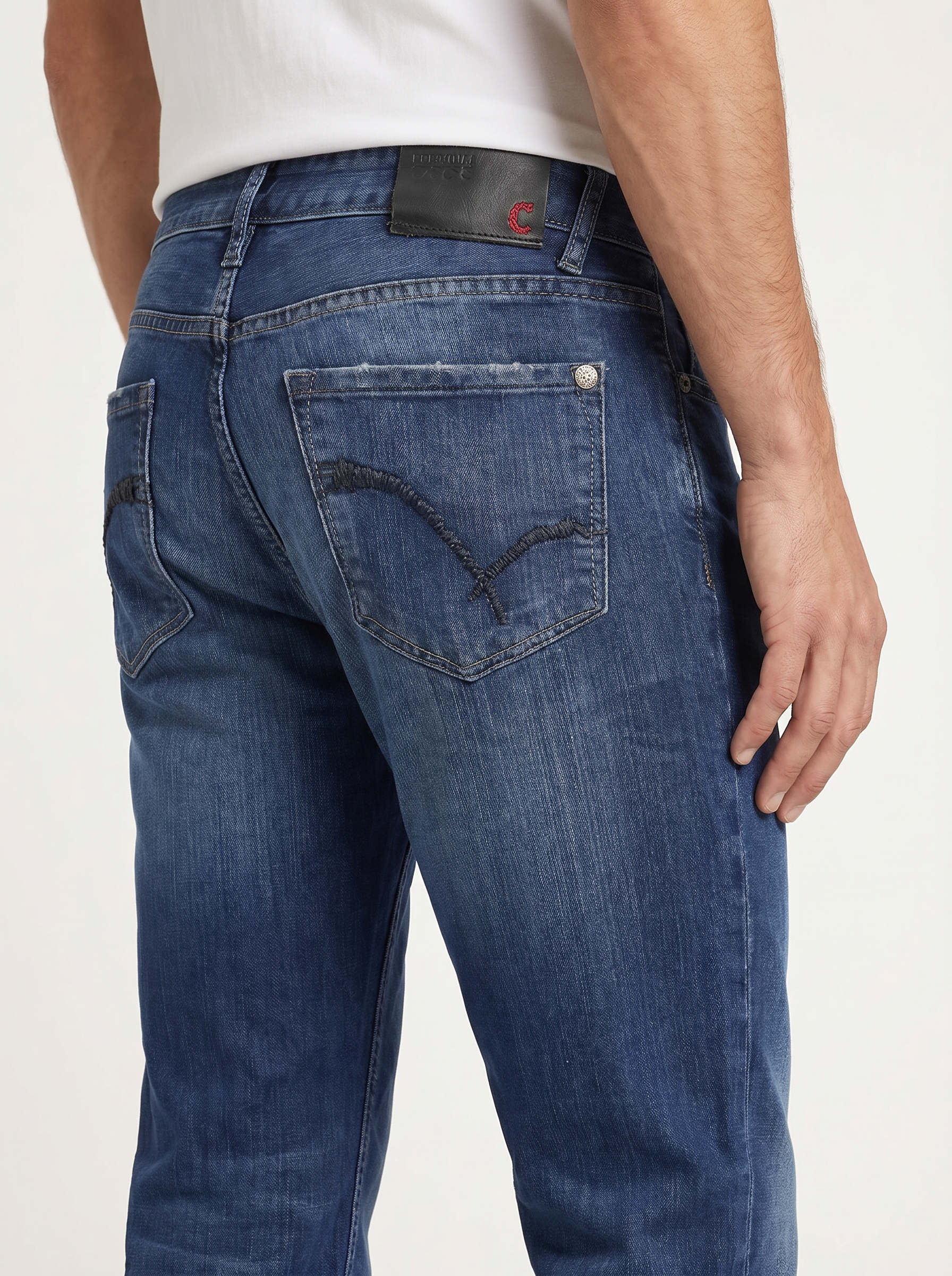 Pánske Džínsy – Stredná Tmavomodrá  Regular Fit -3 - Franco fashion