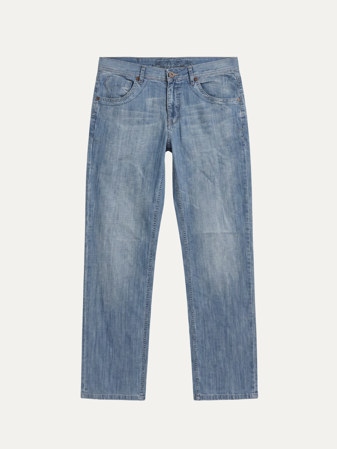 Pánske Džínsy – Svetlá Modrá Jacquard Light Wash Straight -38 - Franco fashion