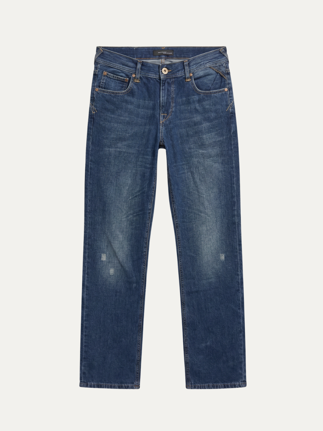 Pánske Džínsy – Tmavo Modrá Jacquard Distressed Straight -32 - Franco fashion