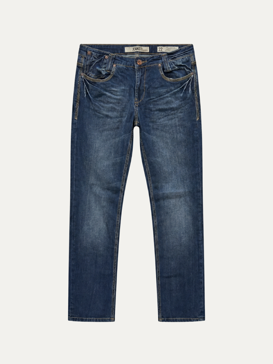 Pánske Džínsy – Tmavo Modrá Jacquard Whisker Straight -35 - Franco fashion