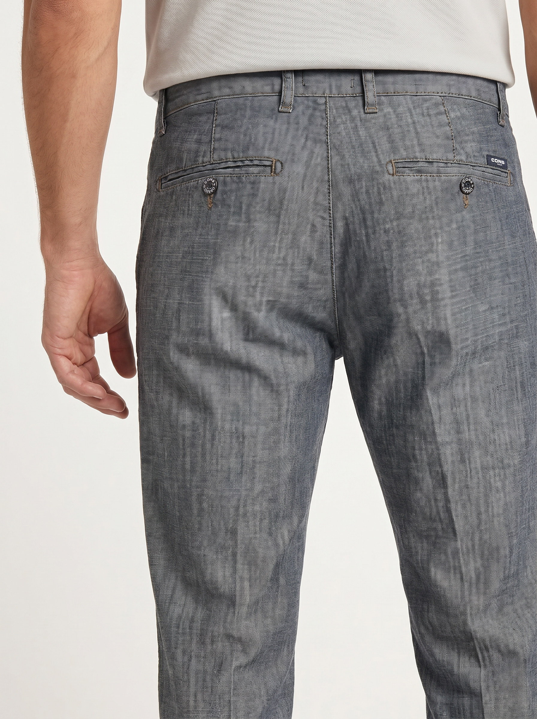 Pánske Džínsy – Šedá Chino Straight Fit -7 - Franco fashion