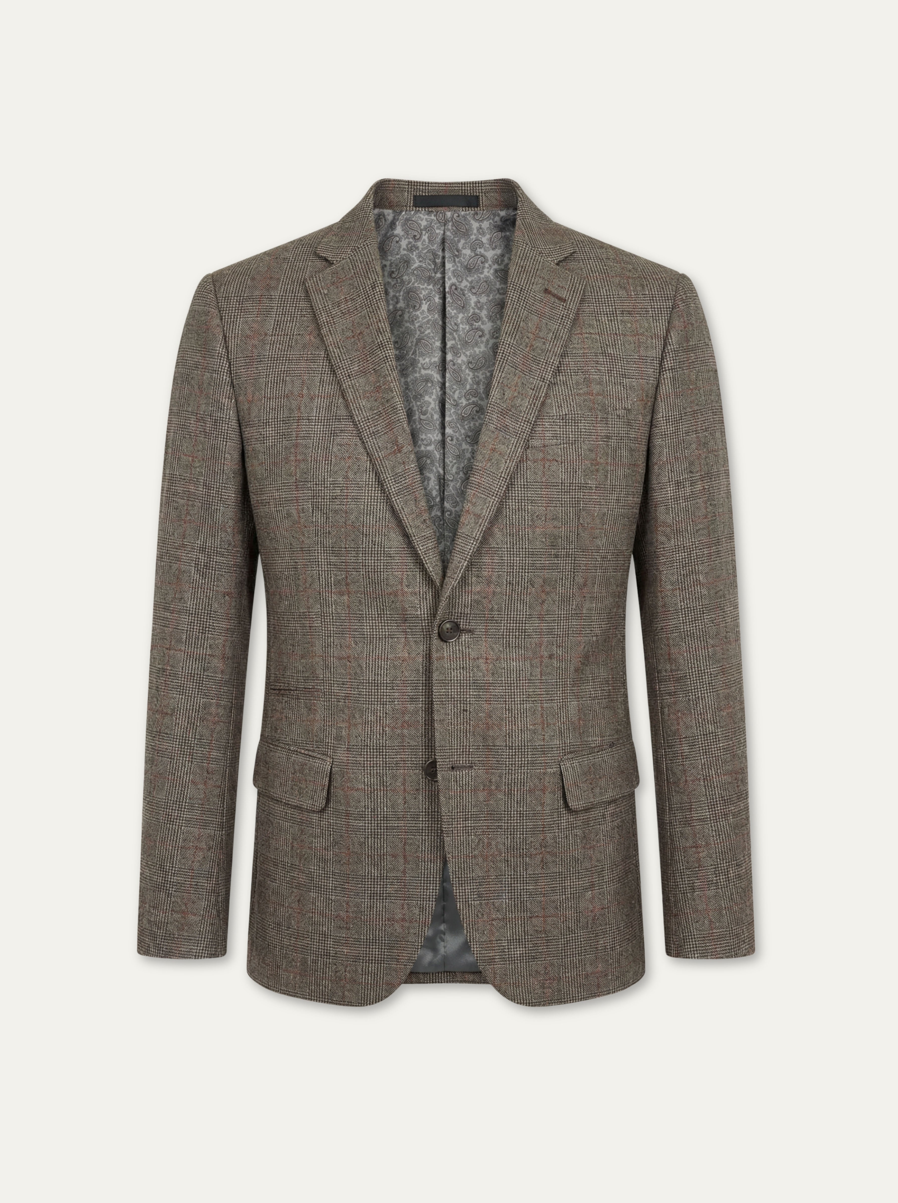 Pánske sako AMANN  s karo vzorom a florálnou podšívkou - Franco fashion