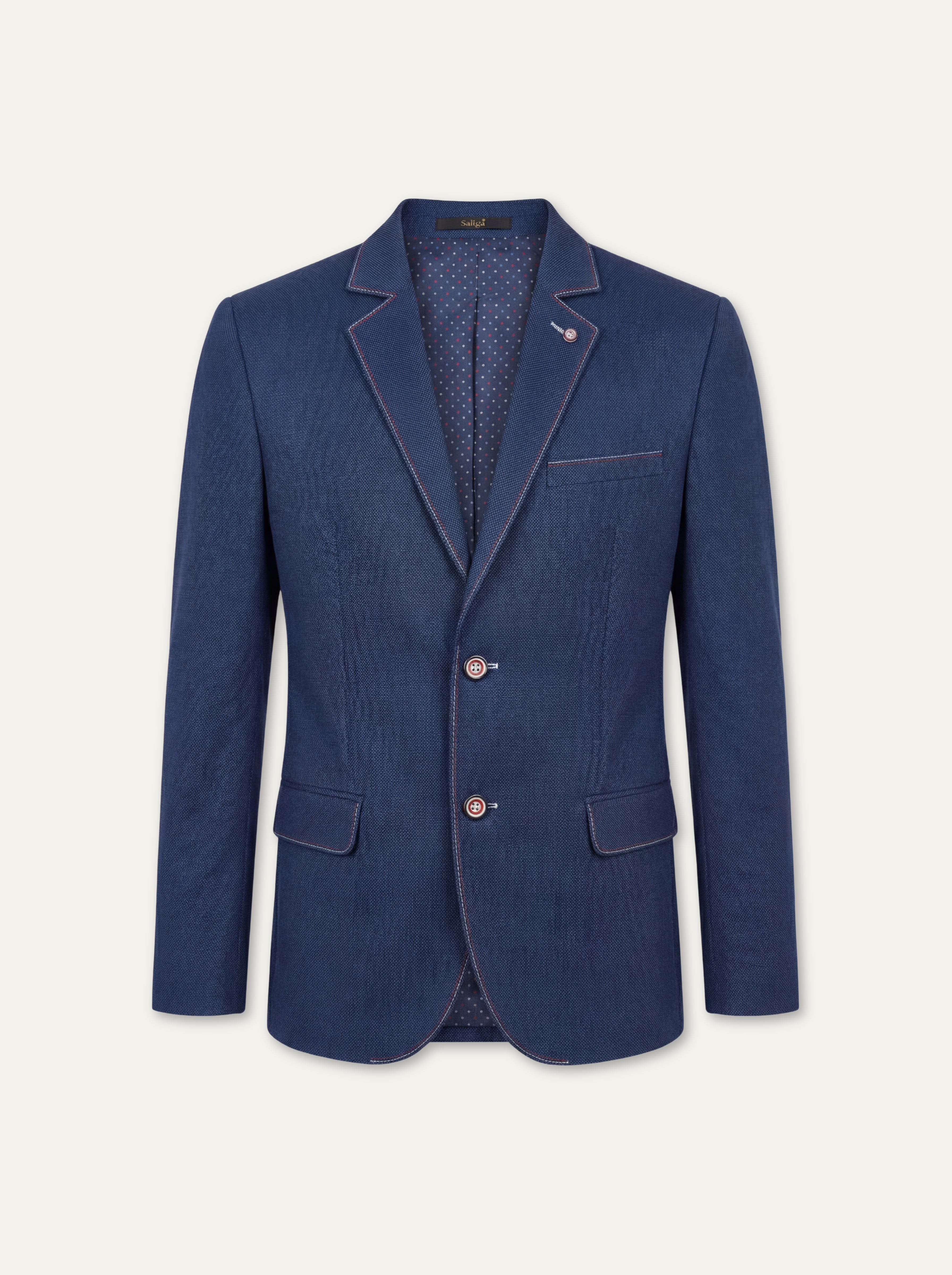 Pánske sako NAVY  s kontrastnými detailmi - Franco fashion