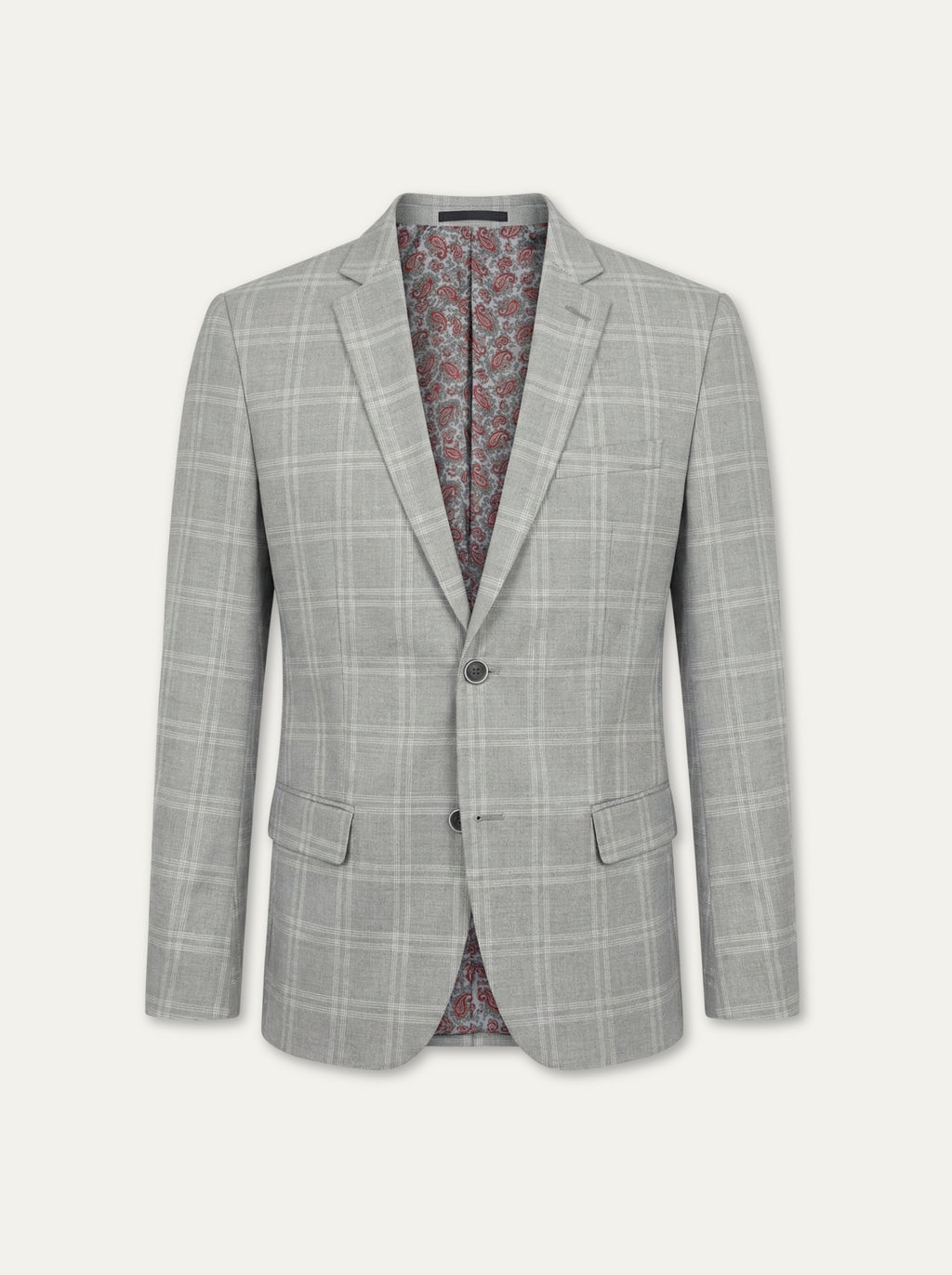 Pánske sako QUATTRO s karo vzorom a florálnou podšívkou - Franco fashion