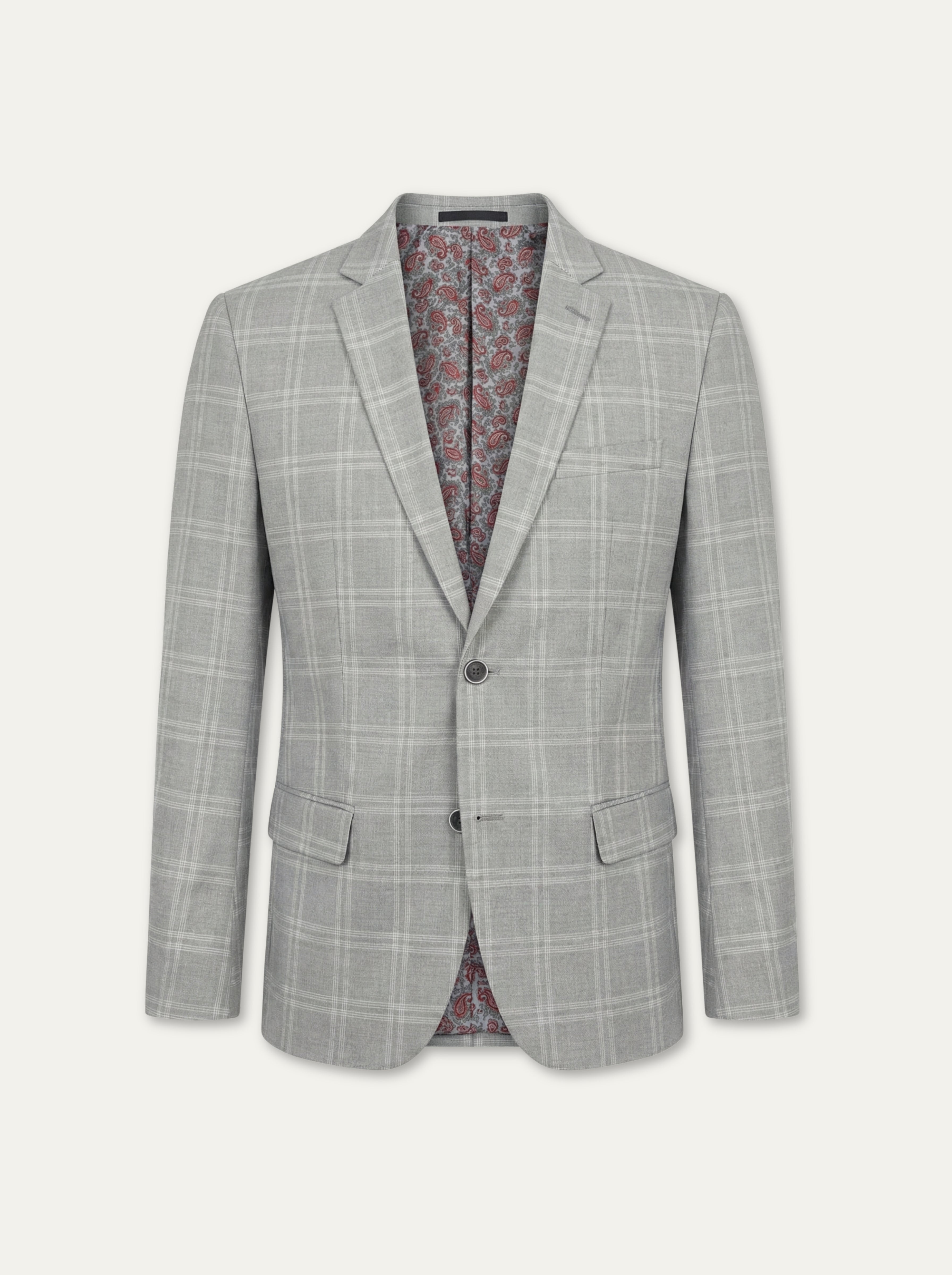 Pánske sako QUATTRO s karo vzorom a florálnou podšívkou - Franco fashion