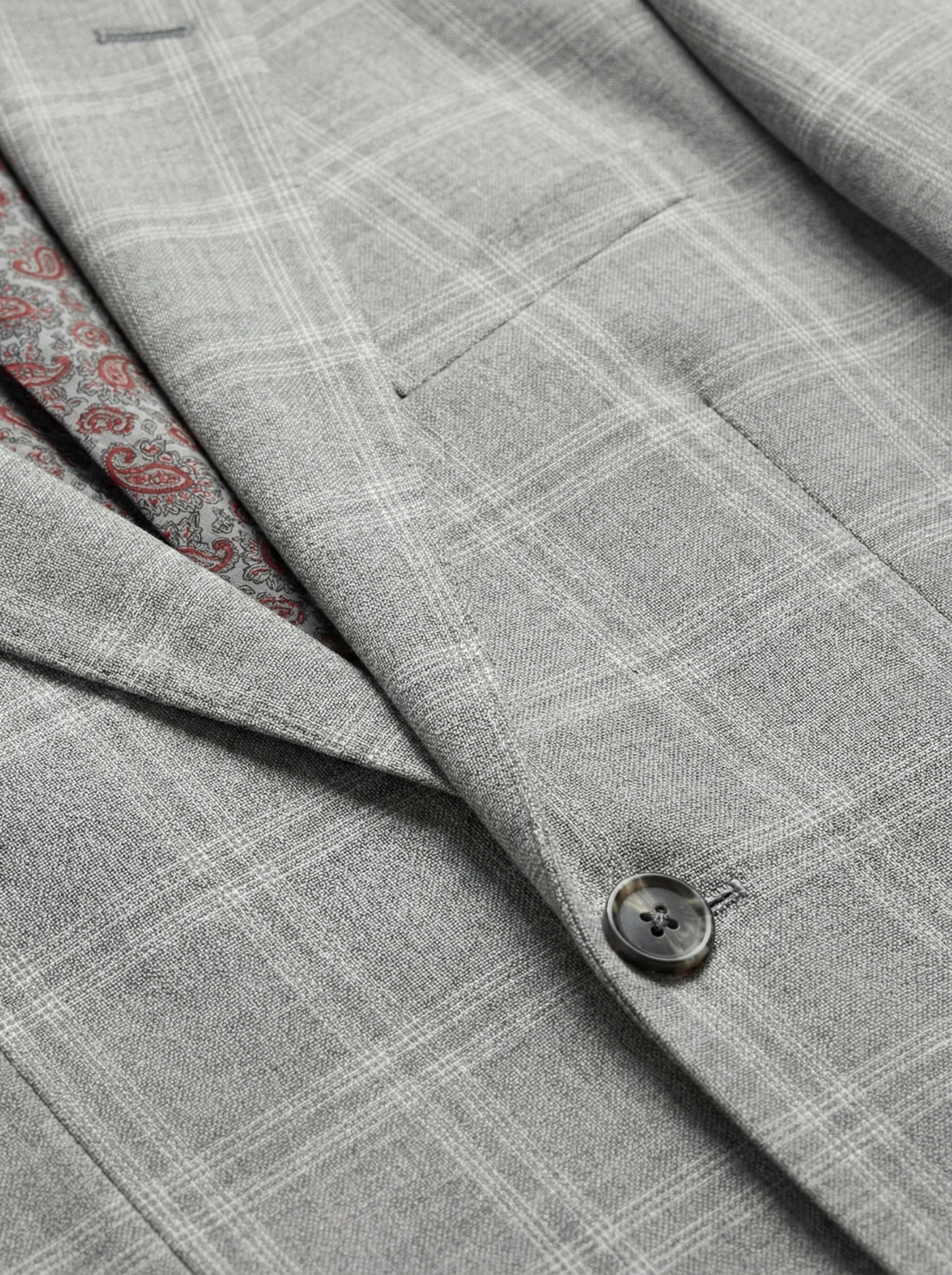 Pánske sako QUATTRO s karo vzorom a florálnou podšívkou - Franco fashion