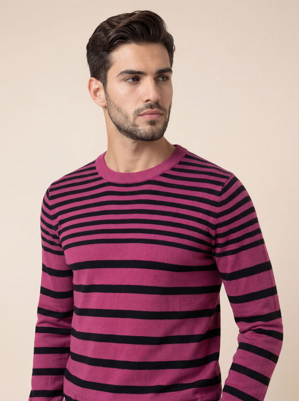 Pánsky Pulóver Giovanni Ferinni s Pásikmi - Pruhovaný Pulóver - Franco fashion