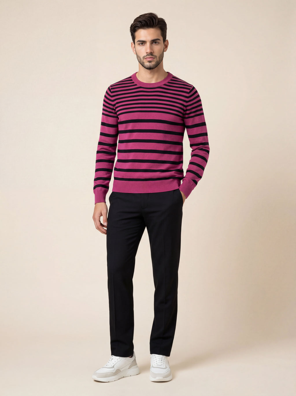 Pánsky Pulóver Giovanni Ferinni s Pásikmi - Pruhovaný Pulóver