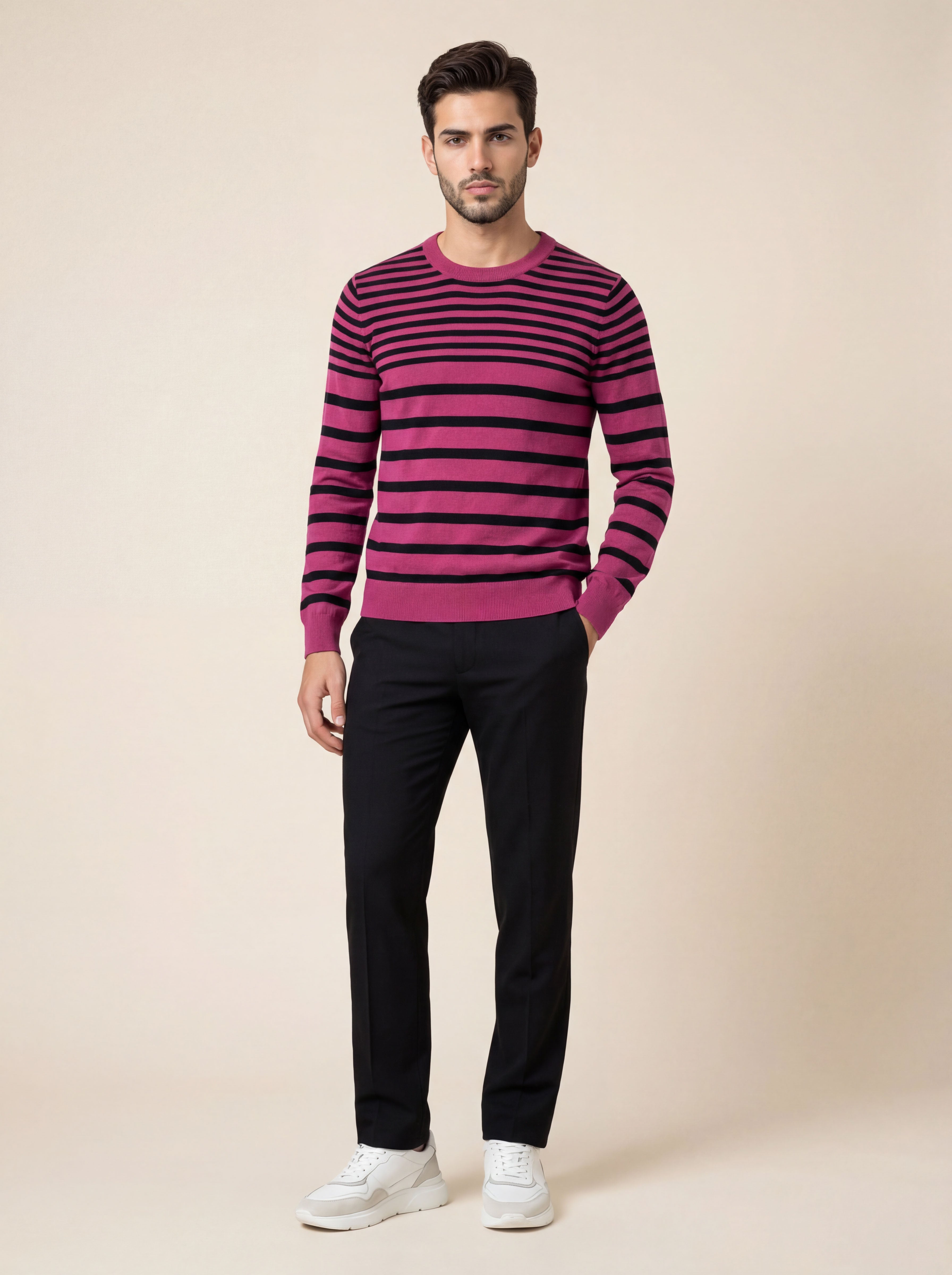 Pánsky Pulóver Giovanni Ferinni s Pásikmi - Pruhovaný Pulóver