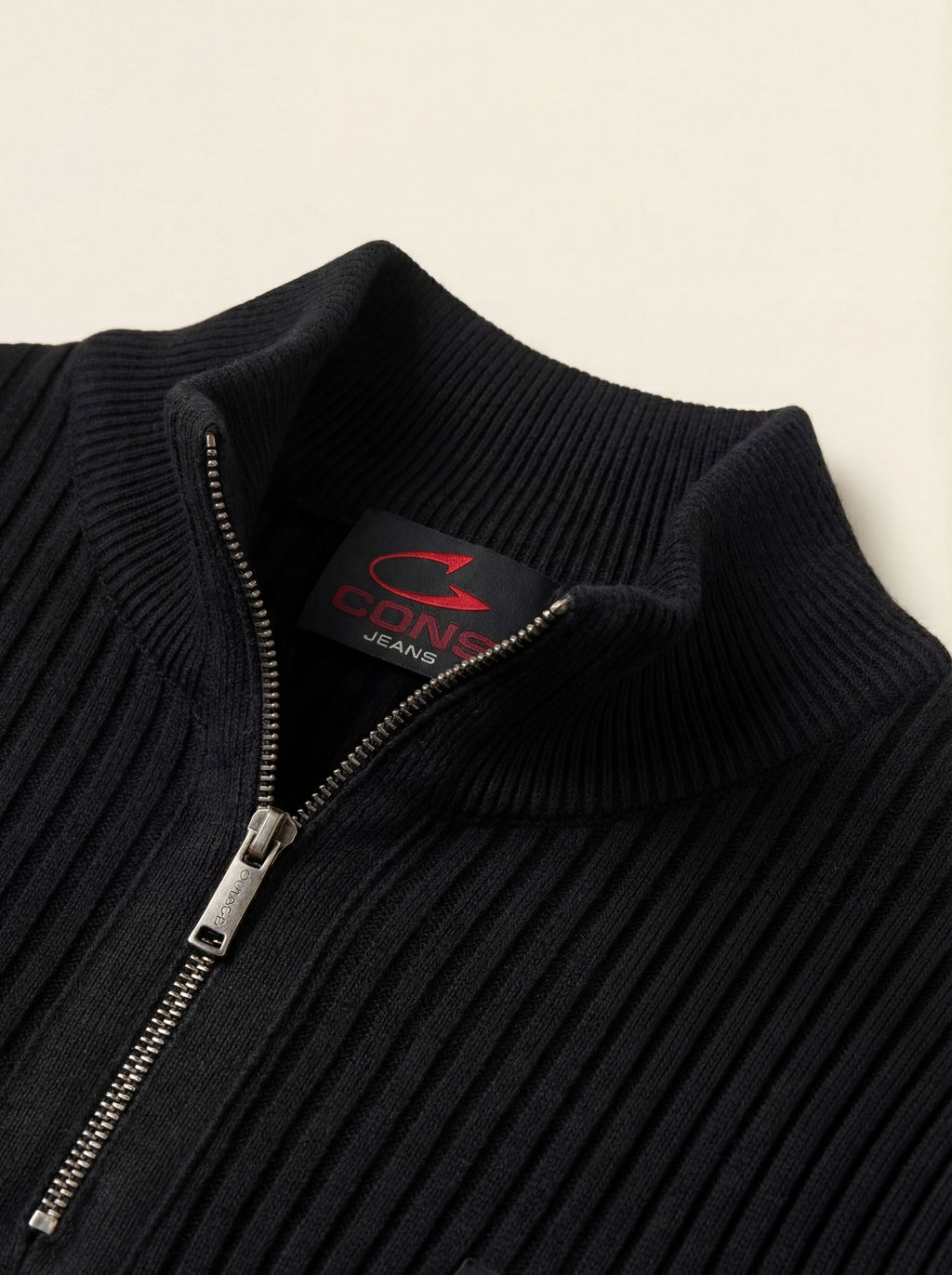 Pánsky Pulóver Cons Jeans so Stojačikom na Zips - Casual Pulóver