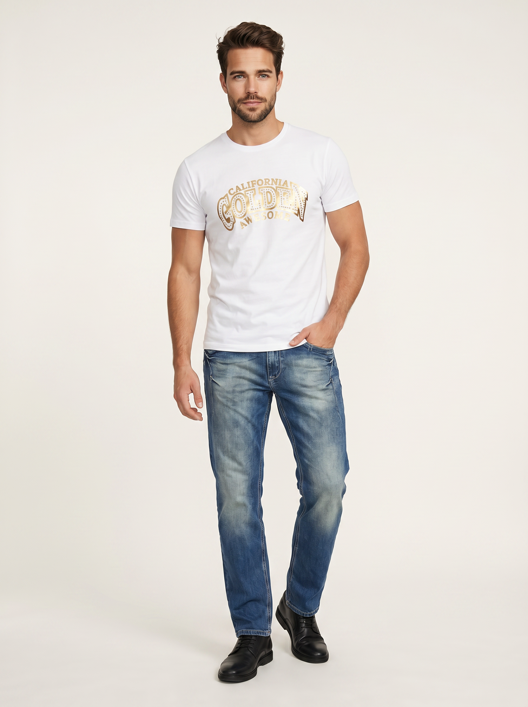 Pánske Džínsy – Modrá Bleach Wash Biker -11