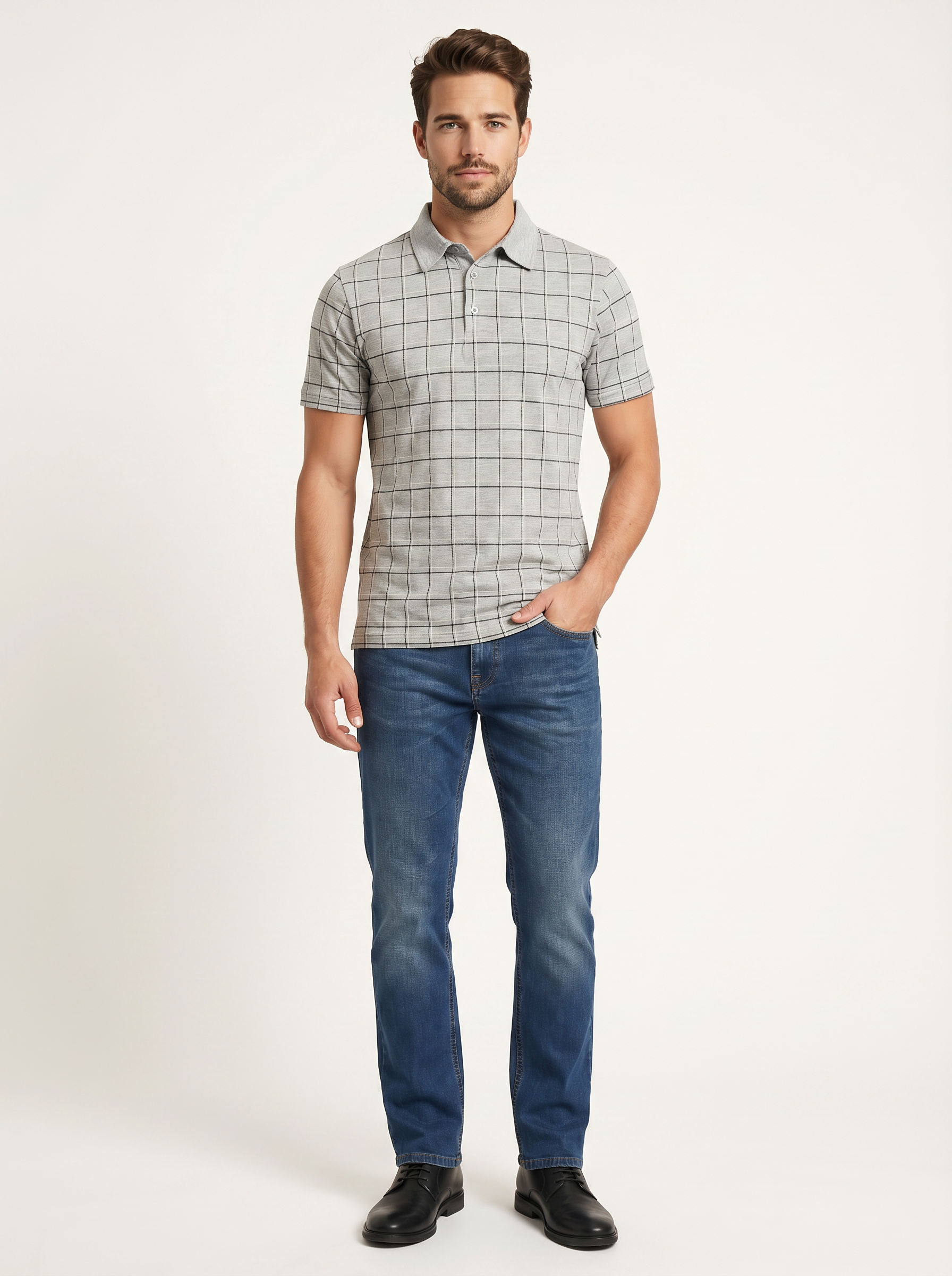 Pánske Džínsy – Modrá Bootcut Vintage -12