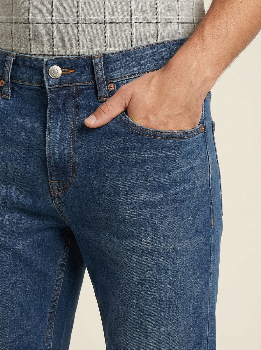 Pánske Džínsy – Modrá Bootcut Vintage -12
