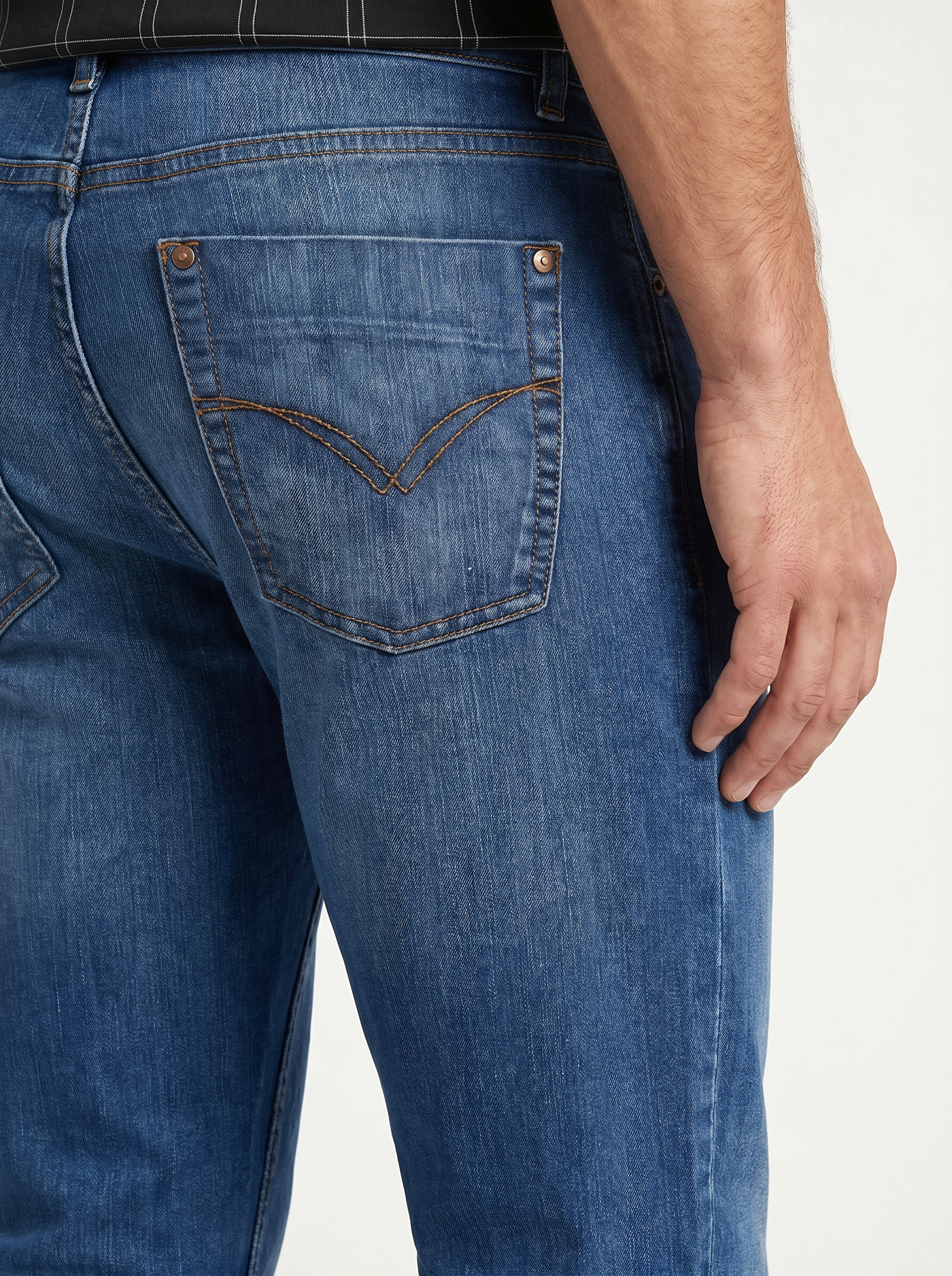 Pánske Džínsy – Stredná Modrá Slim Straight -15